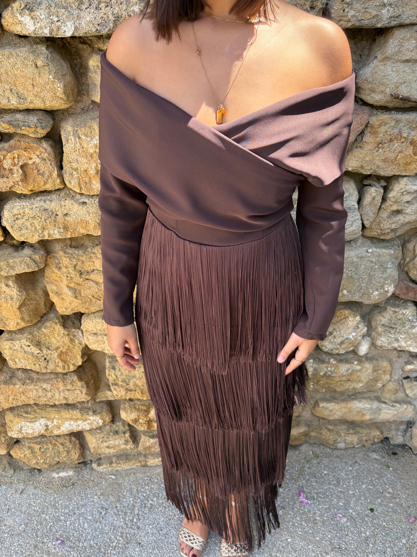 VESTIDO MIDI FLECOS
