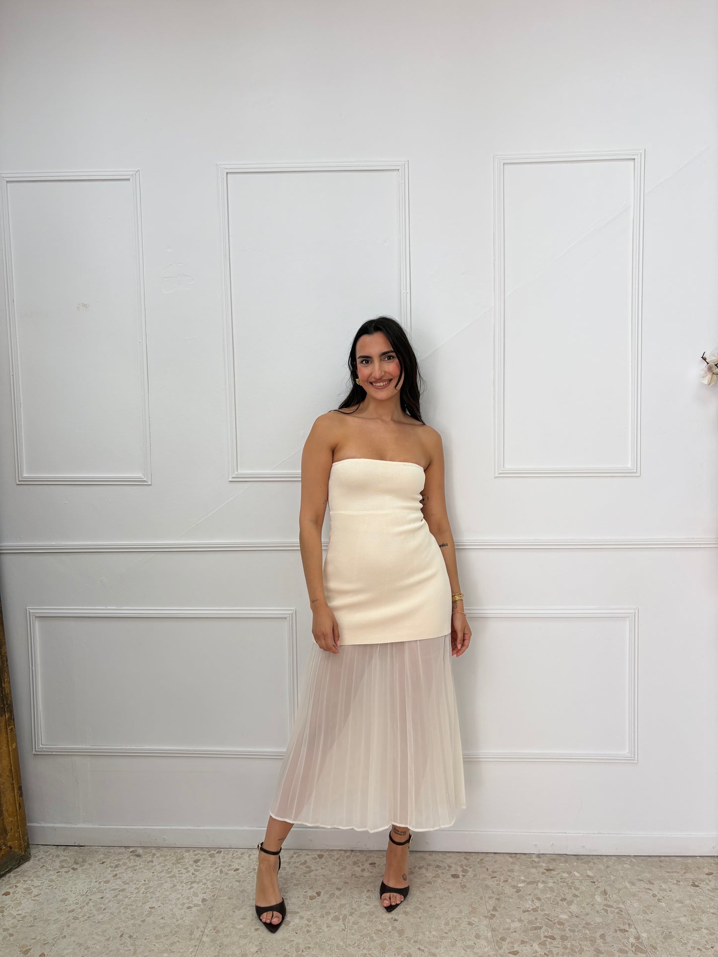 VESTIDO COMBINDO BEIGE