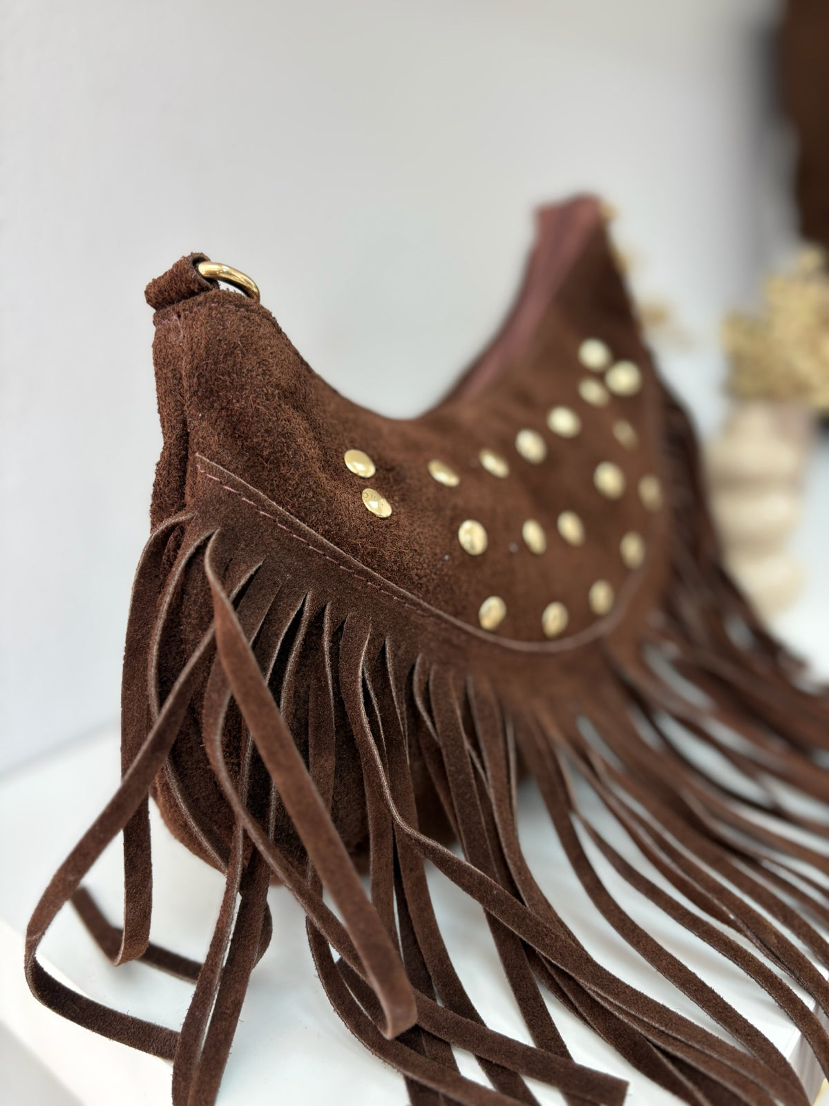 Bolso piel flecos