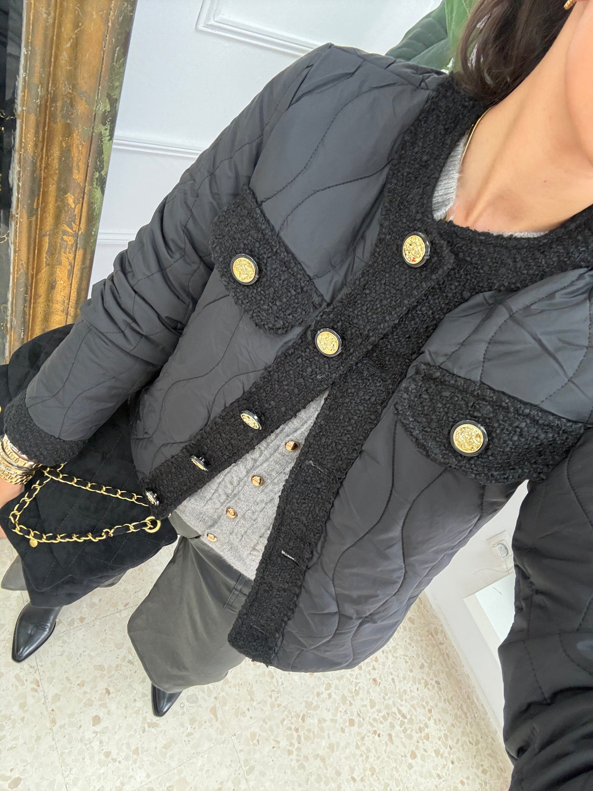 CHAQUETA TWEED NEGRA