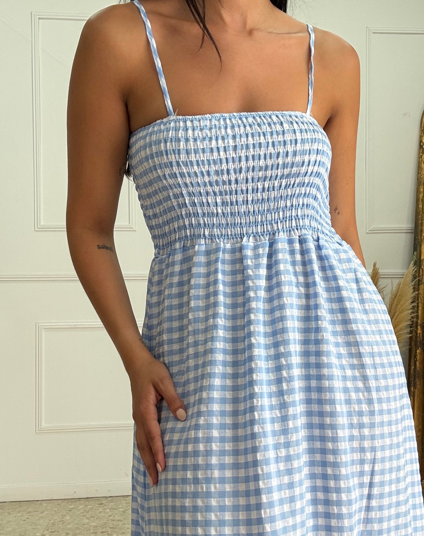VESTIDO VICHY CELESTE