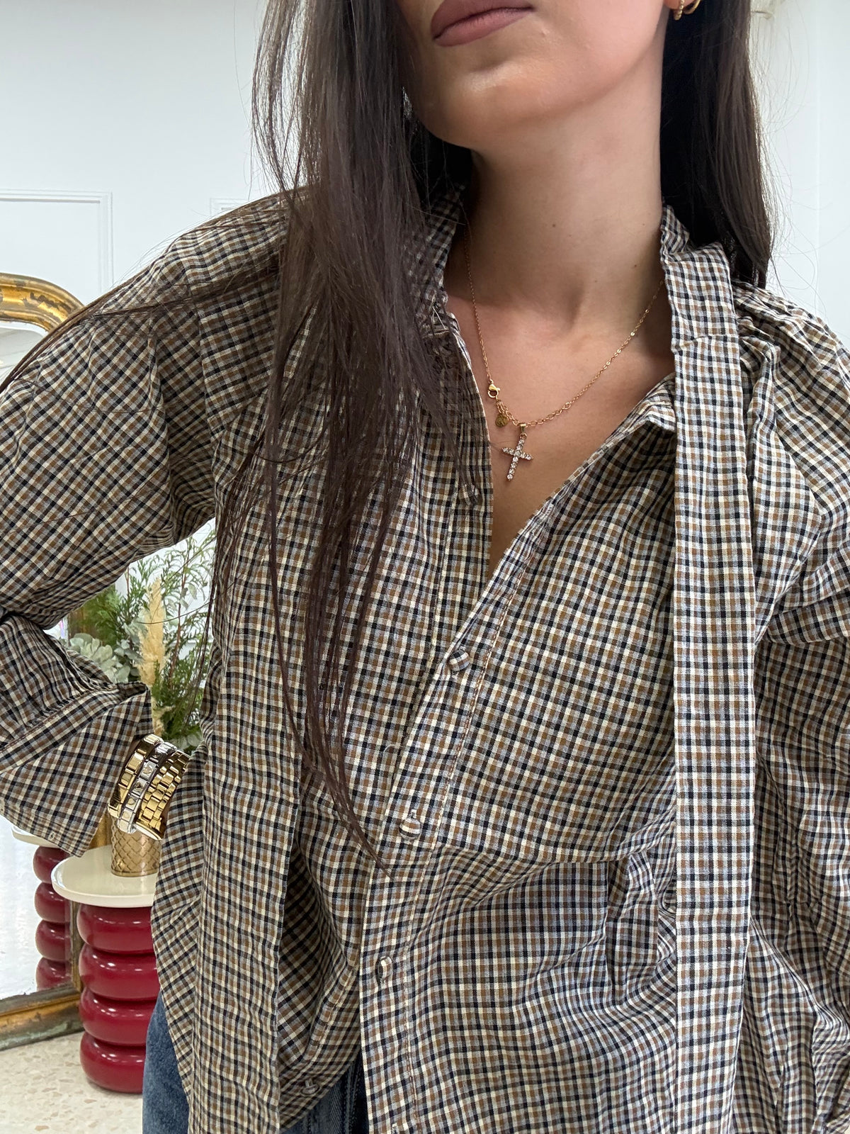 CAMISA VICHY MARRONES