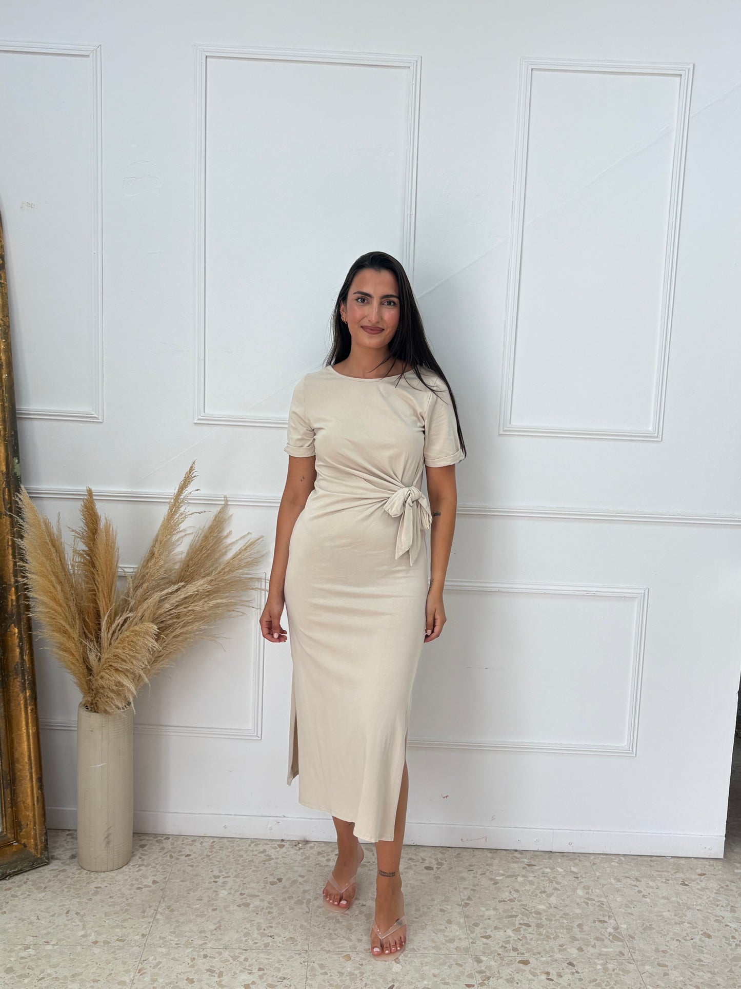 VESTIDO NUDO BEIGE