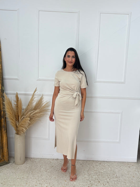 VESTIDO NUDO BEIGE