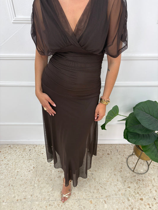 VESTIDO TUL MARRÓN