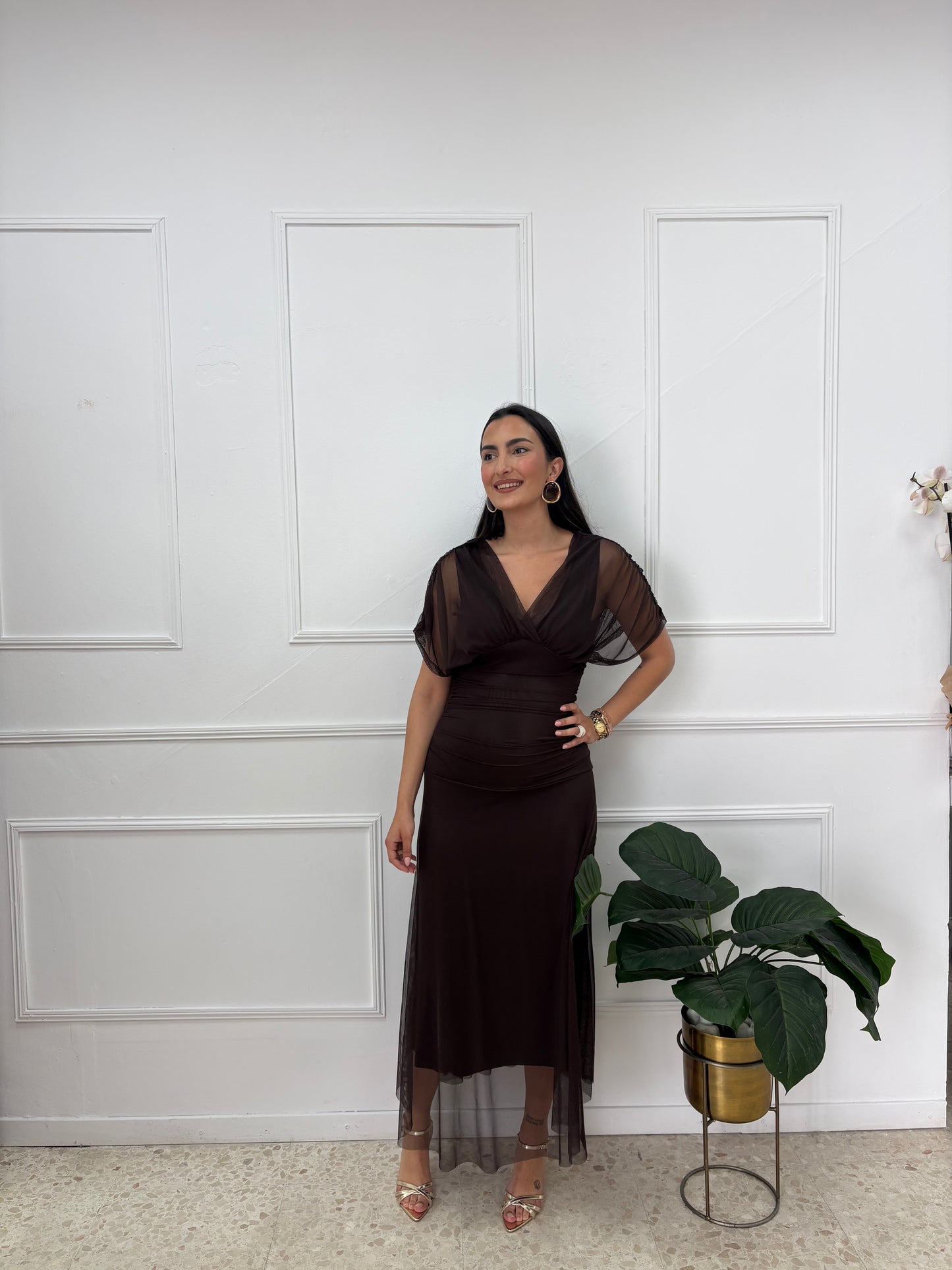 VESTIDO TUL MARRÓN