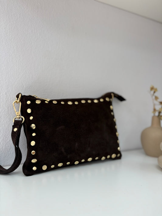 Mini bolso tacha choco piel