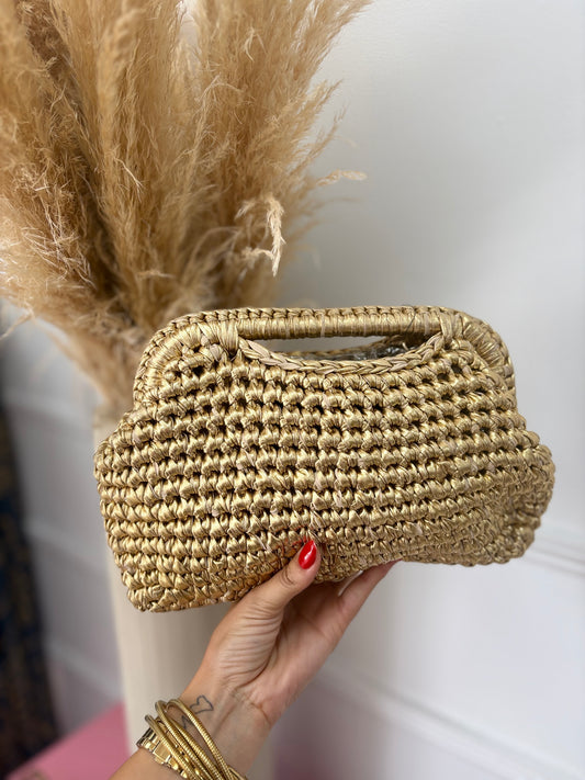 CLUTCH MACRAMÉ DORADO