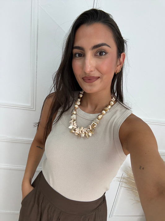 CAMISETA NADADORA BEIGE