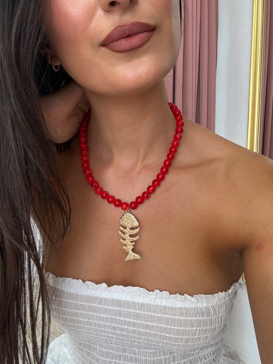 COLLAR RASPA ROJO