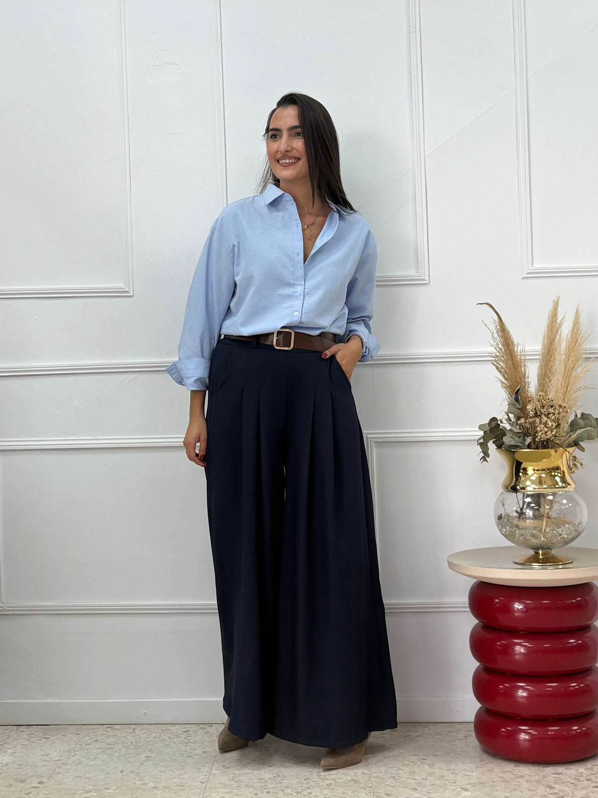 PANTALÓN PINZA ZARA MARINO