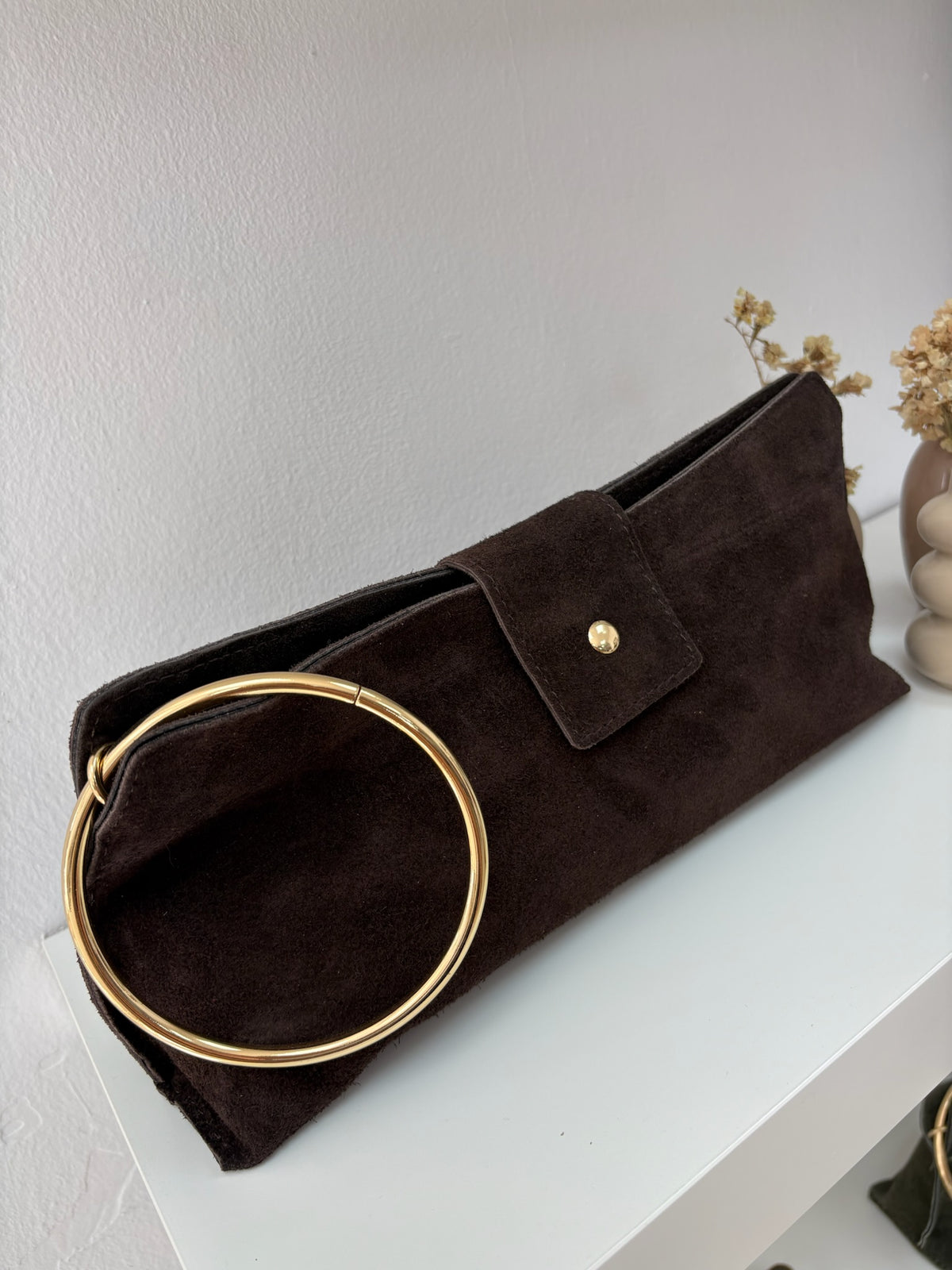 Bolso baguette anilla choco