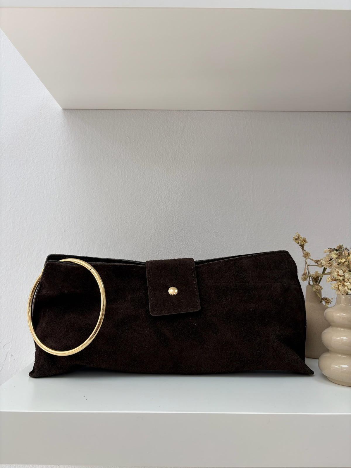 Bolso baguette anilla choco