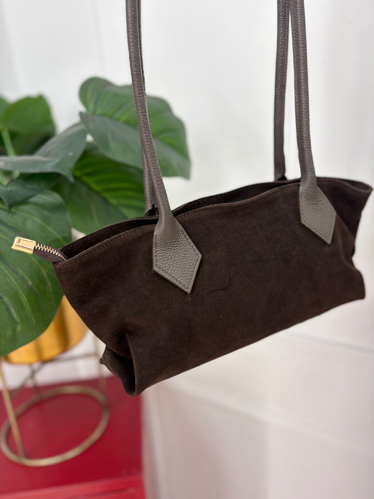 BOLSO BAGUETTE CHOCO PIEL