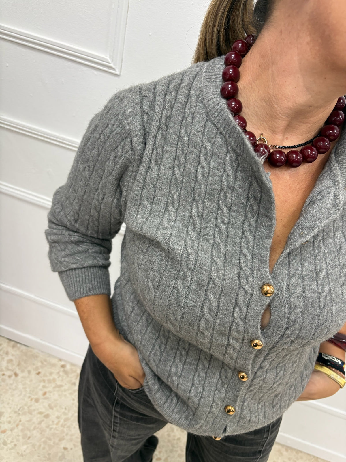 CÁRDIGAN GRIS LANA