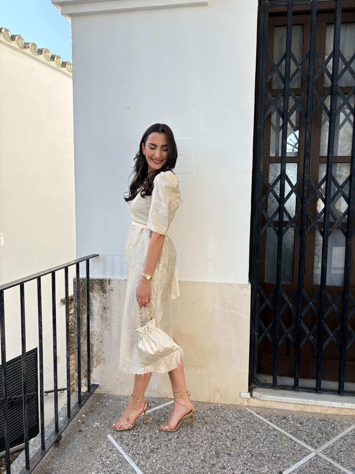 VESTIDO BROCADO SEDA