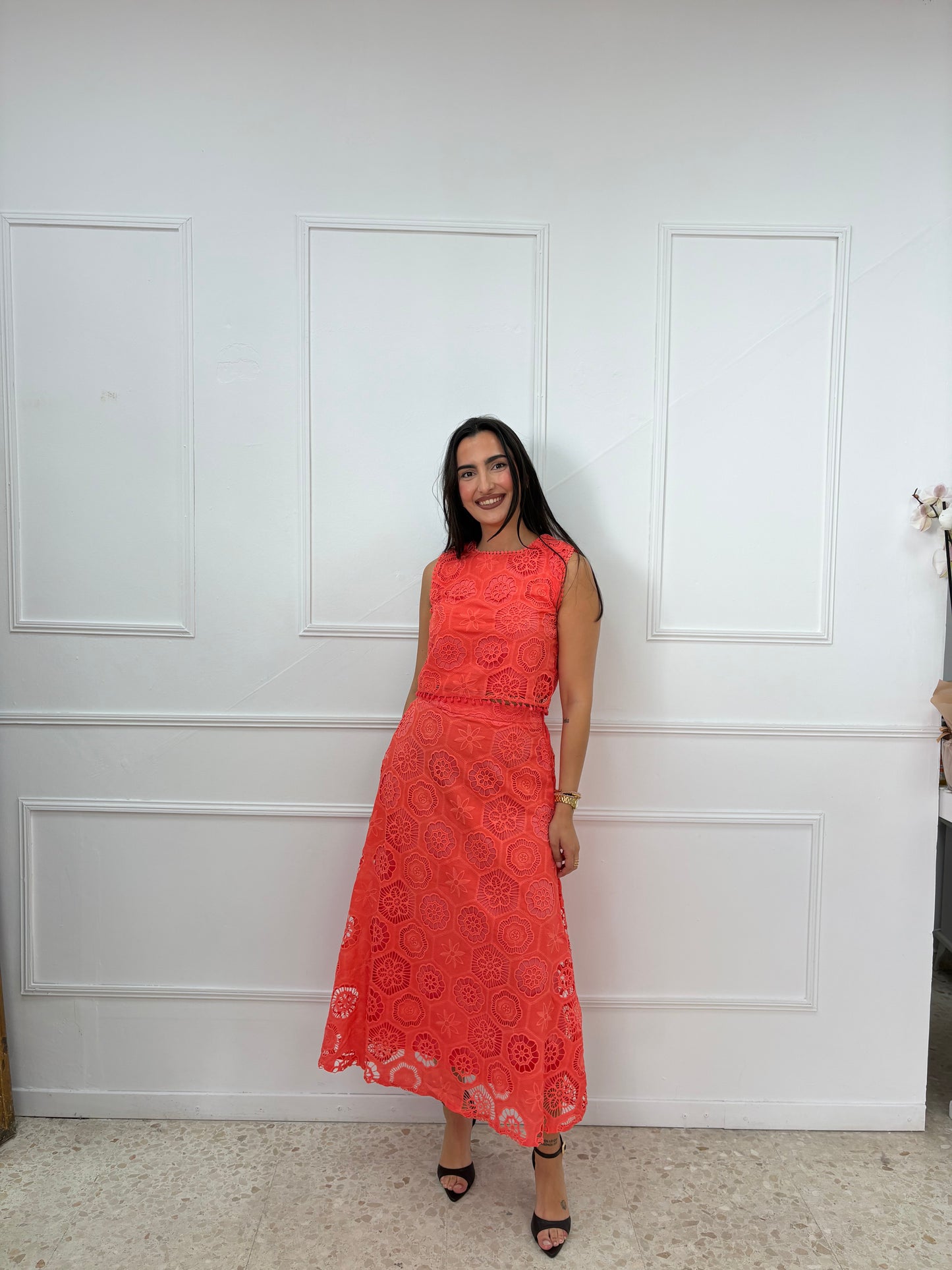 CONJUNTO BROCADO CORAL
