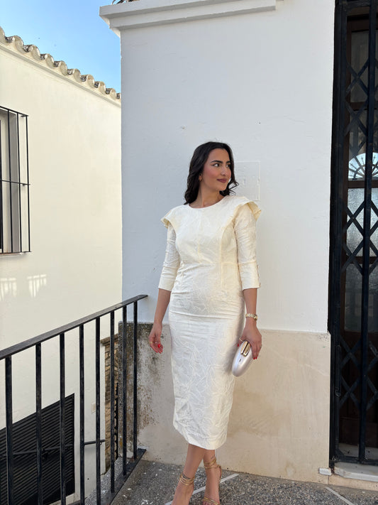 VESTIDO JAQUARD BEIGE