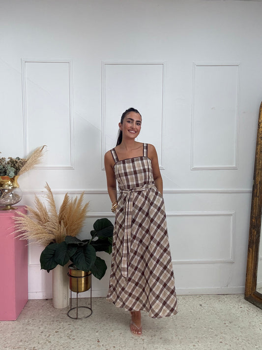 VESTIDO VICHY MARRONES