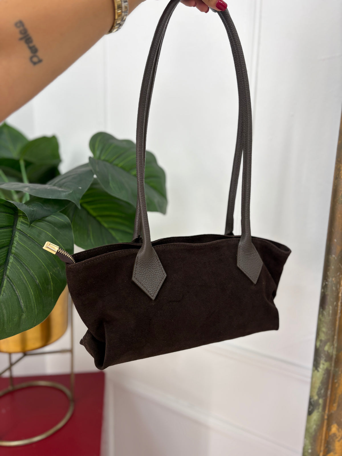 BOLSO BAGUETTE CHOCO PIEL