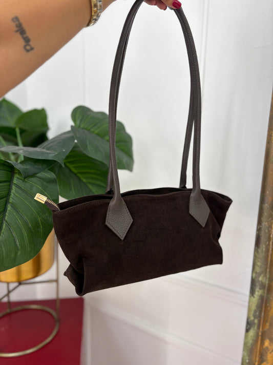 BOLSO BAGUETTE CHOCO PIEL