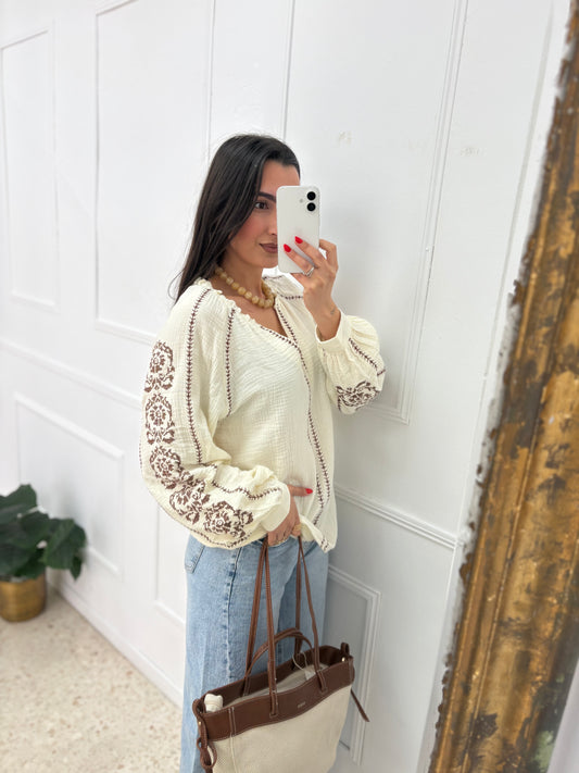 CAMISA BAMBULA BROCADA CHOCO