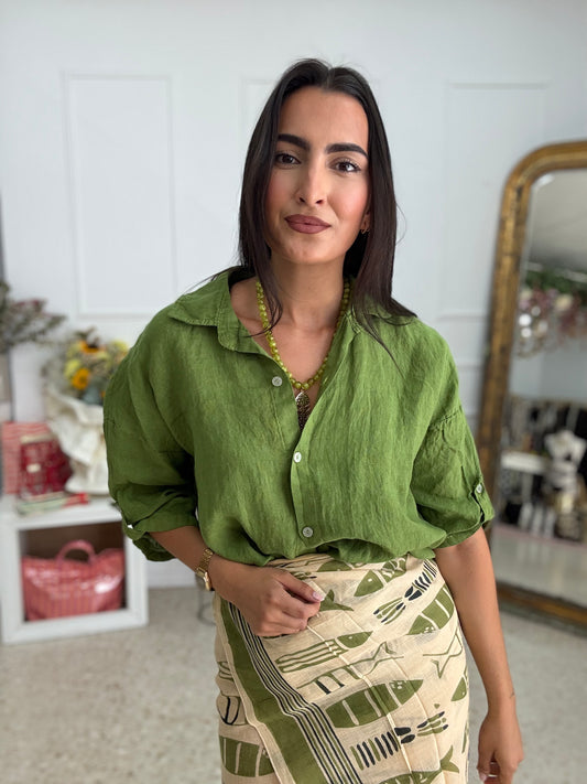 CAMISA PURO LINO OLIVA