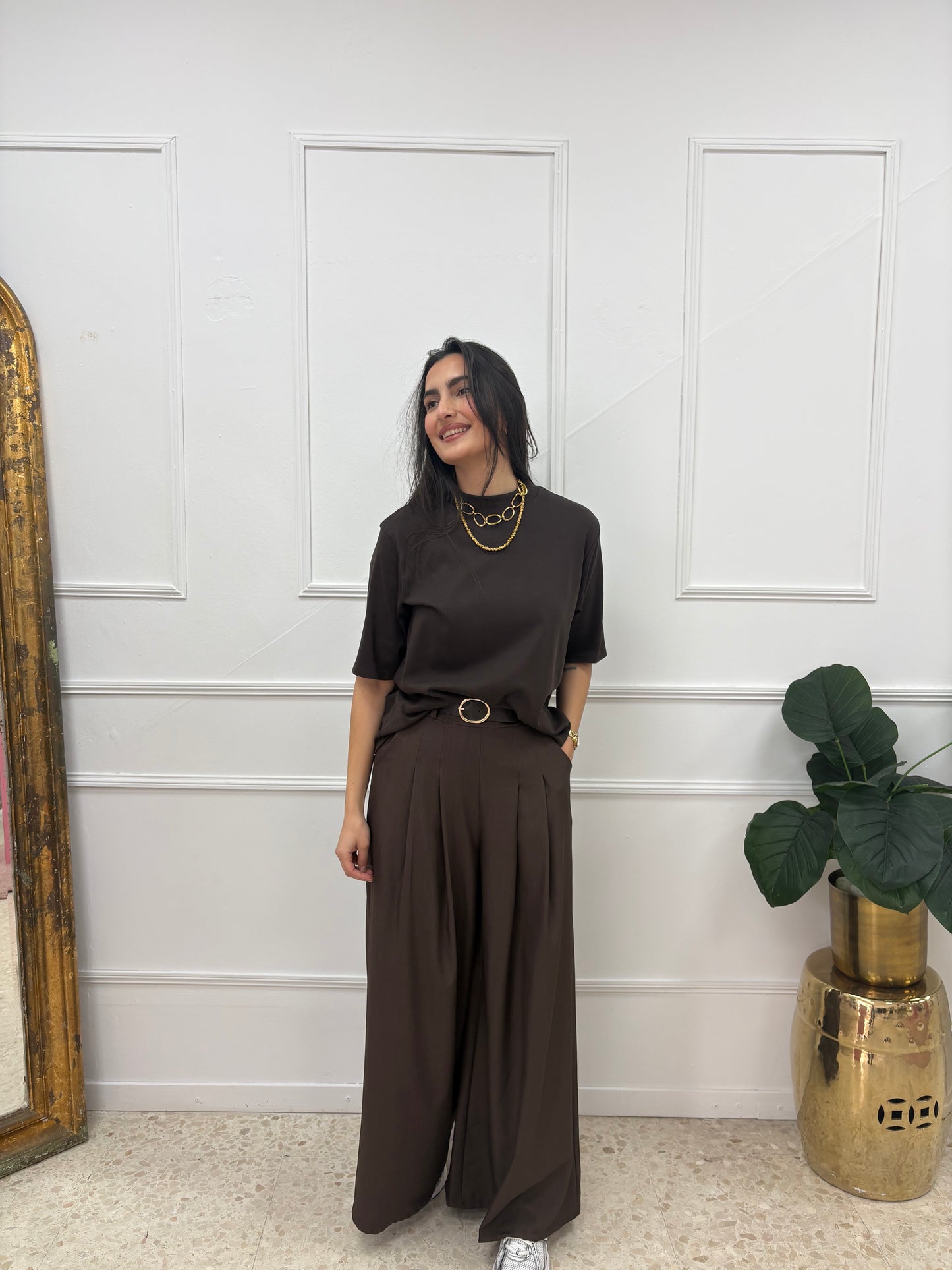 PANTALÓN PINZA ZARA CHOCOLATE