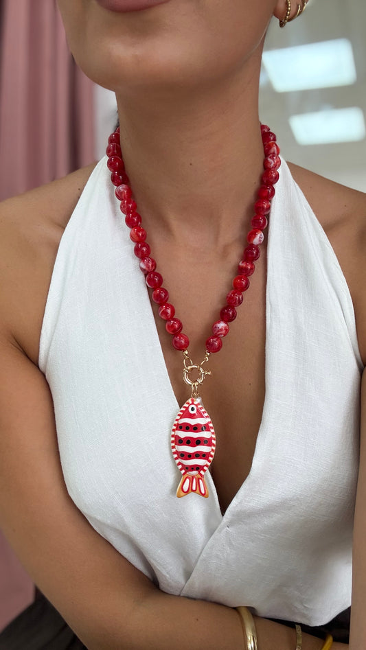 COLLAR PEZ ROJO