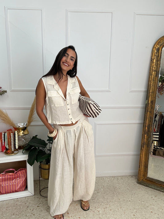 CONJUNTO BEIGE PURO LINO