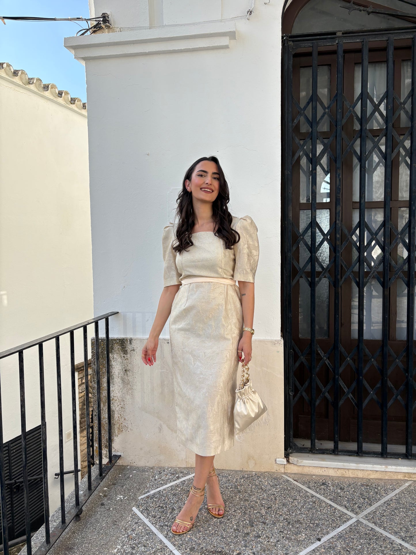 VESTIDO BROCADO SEDA
