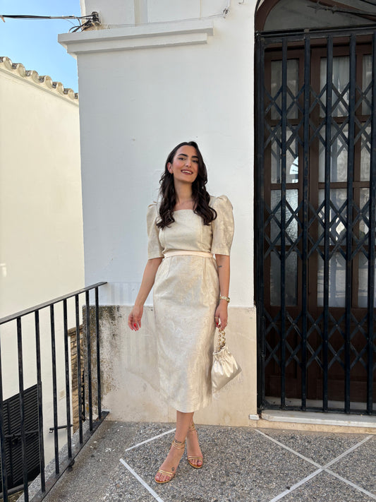 VESTIDO BROCADO SEDA