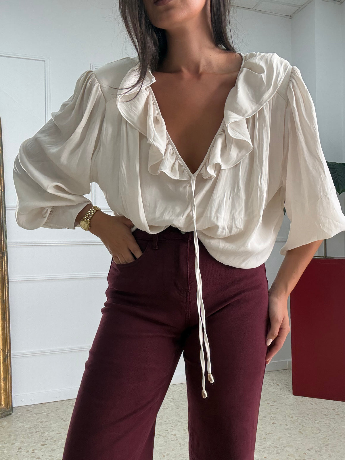 BLUSA VOLANTE GASA