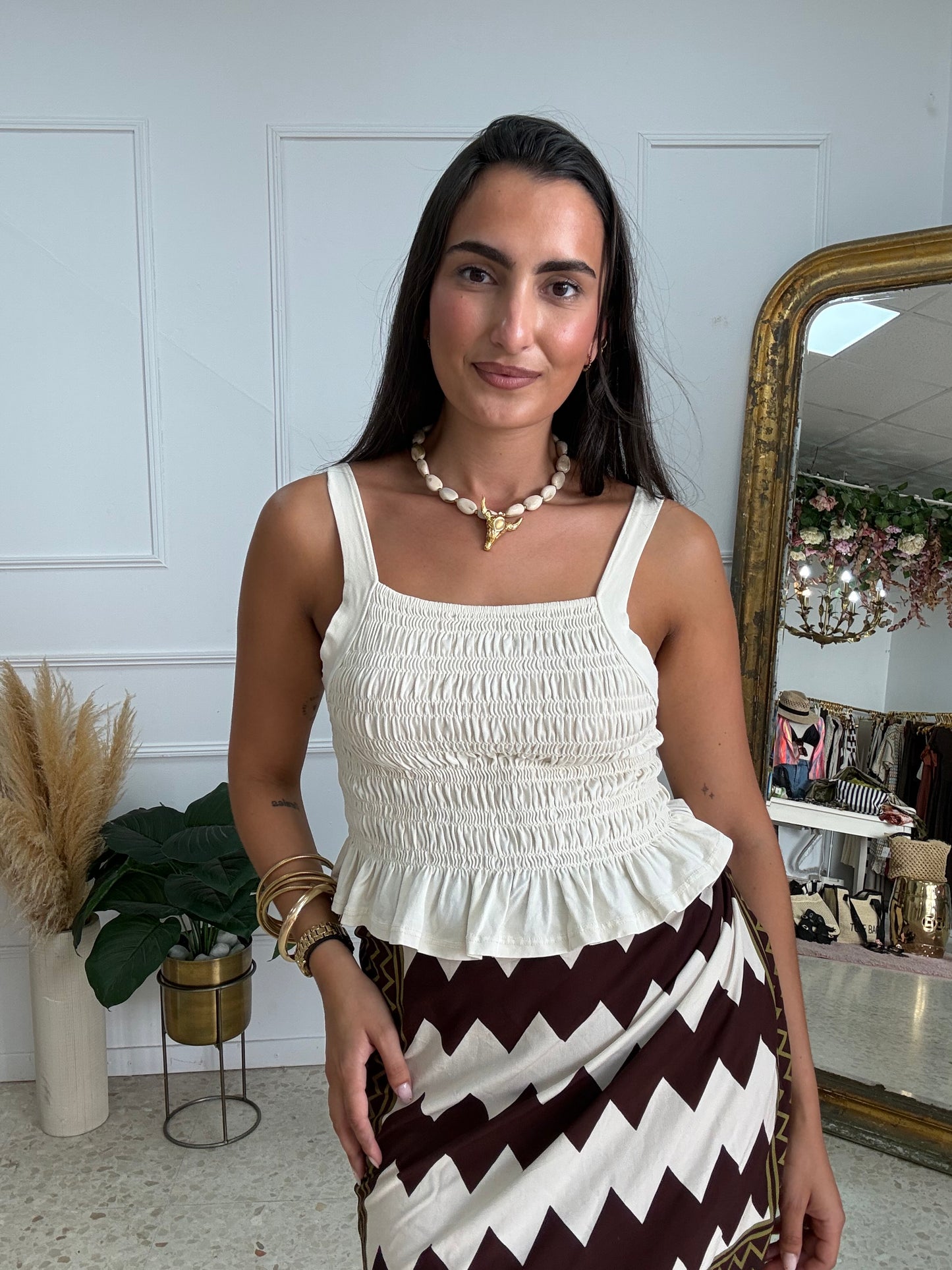 TOP FRUNCE BEIGE