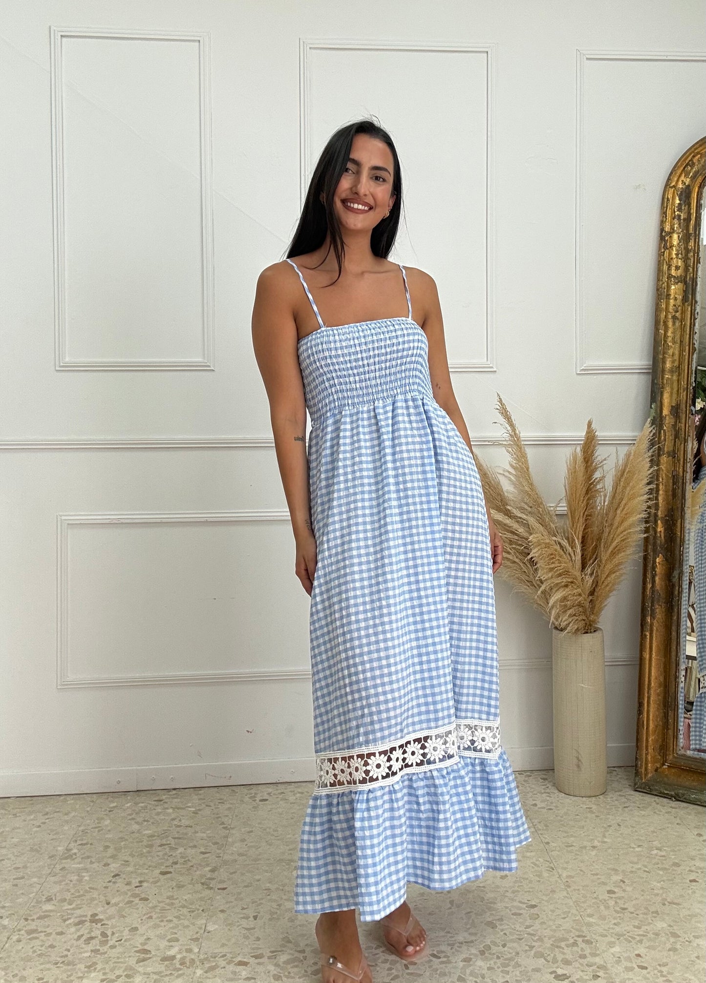 VESTIDO VICHY CELESTE