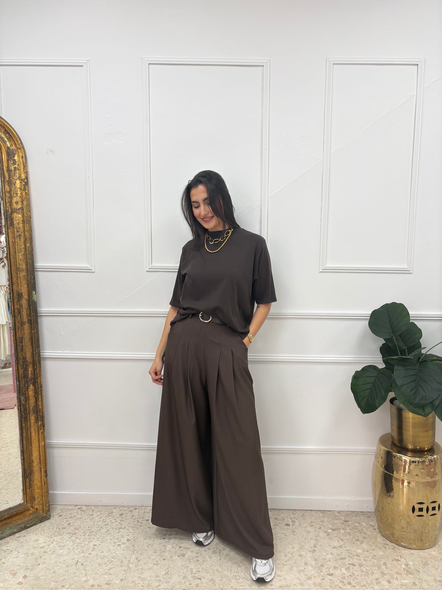 PANTALÓN PINZA ZARA CHOCOLATE
