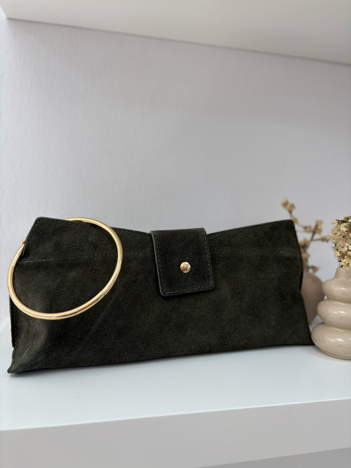 Bolso baguette anilla verde