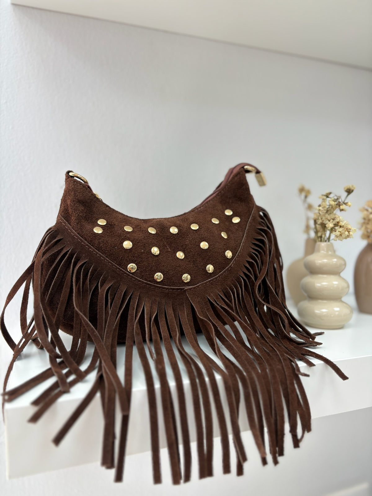 Bolso piel flecos