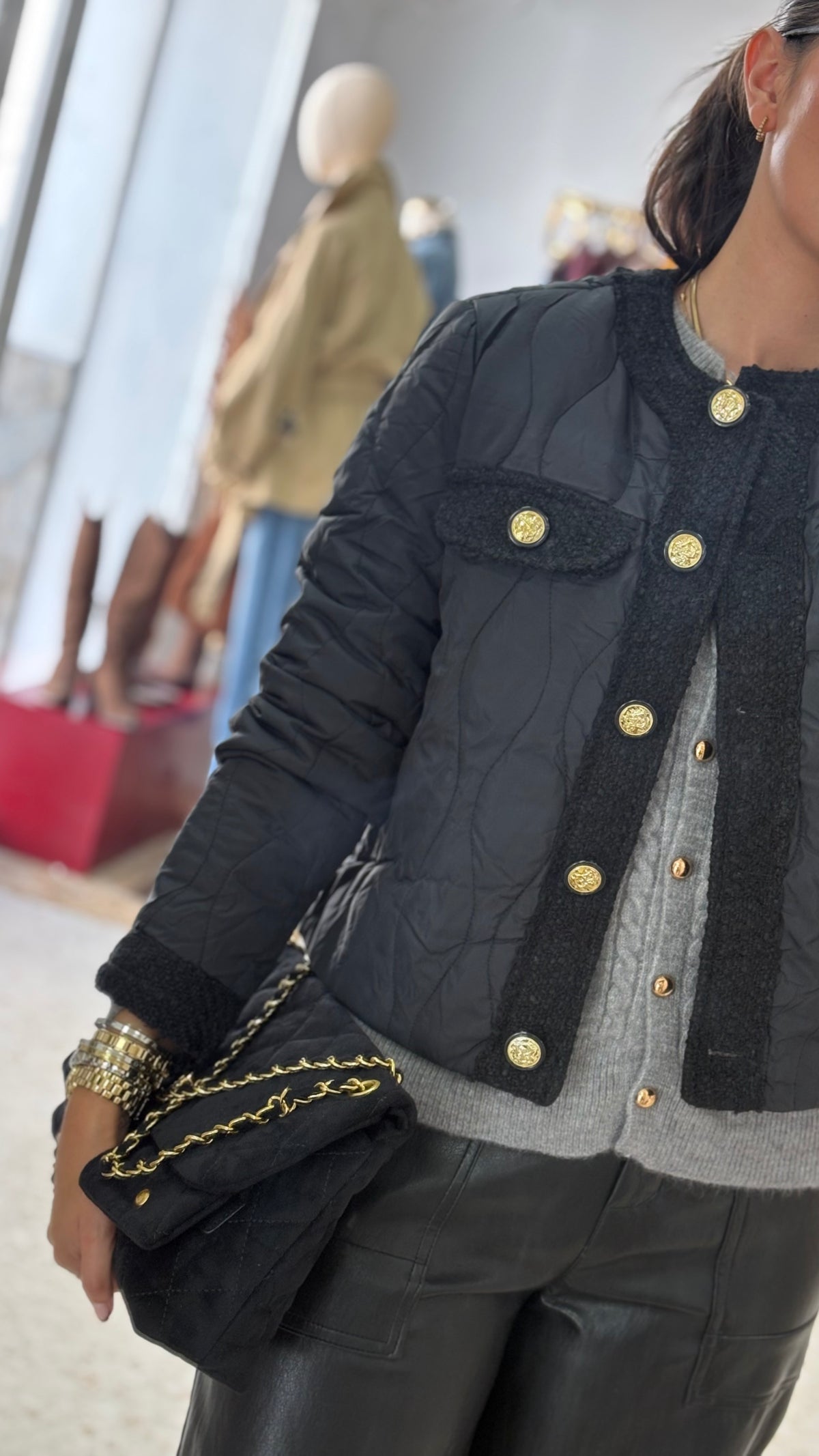 CHAQUETA TWEED NEGRA