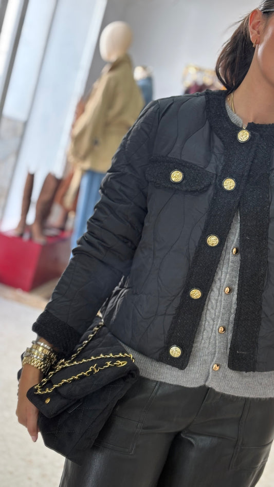 CHAQUETA TWEED NEGRA
