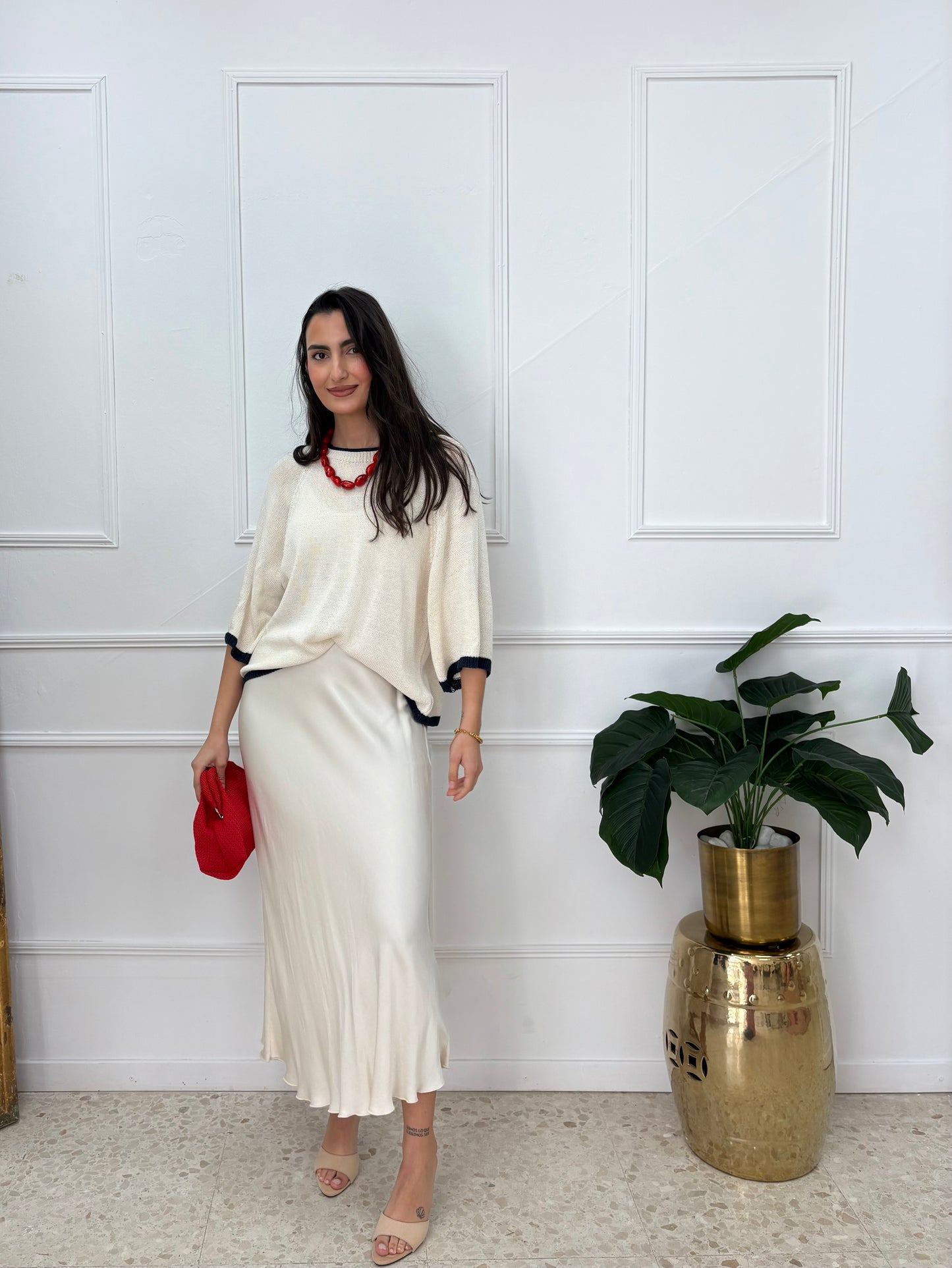 FALDA SATÉN BEIGE
